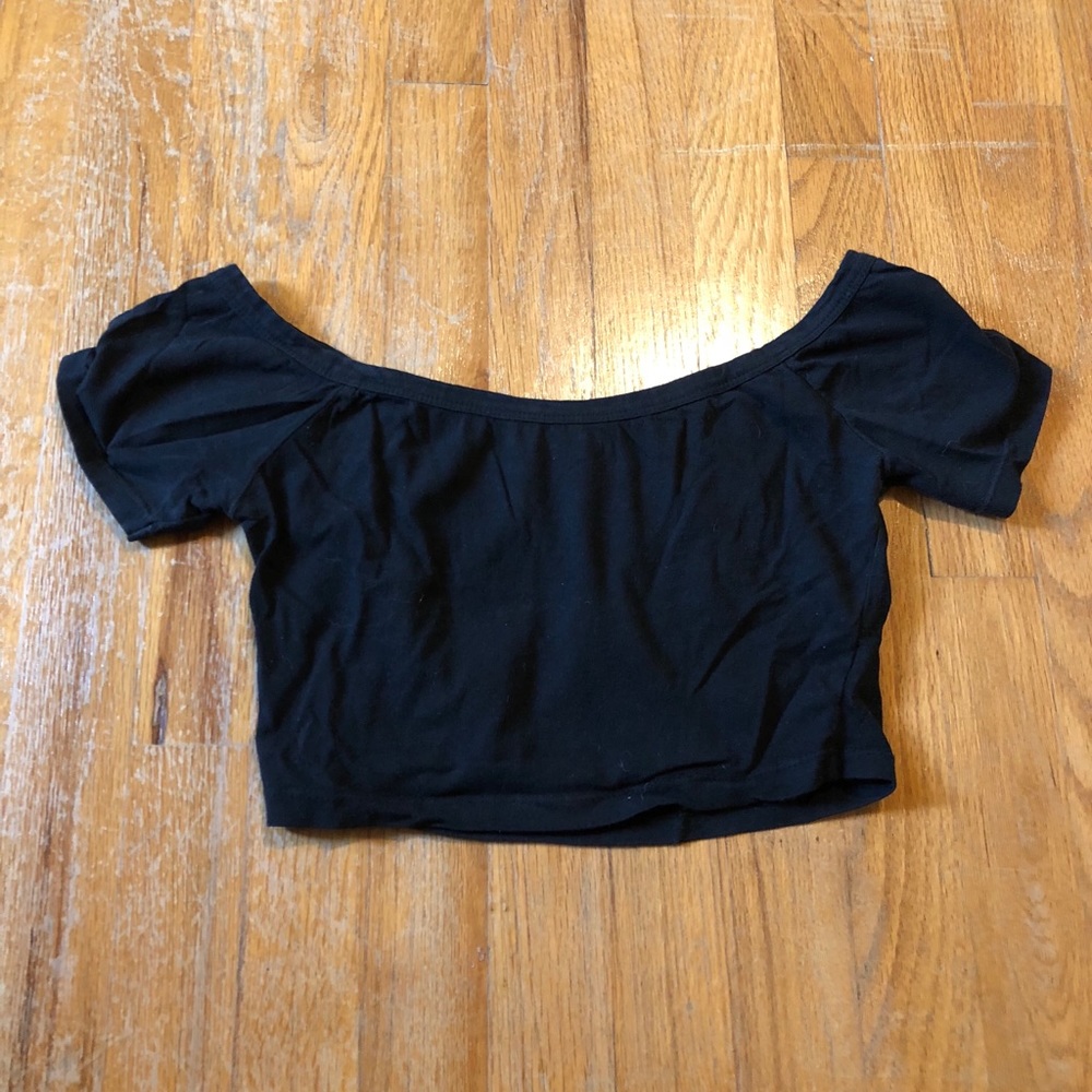 Off the shoulder black crop top